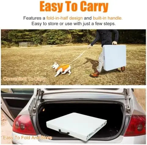 Folding Table 4 Foot Portable Plastic Adjustable Height - The Great Earth Store