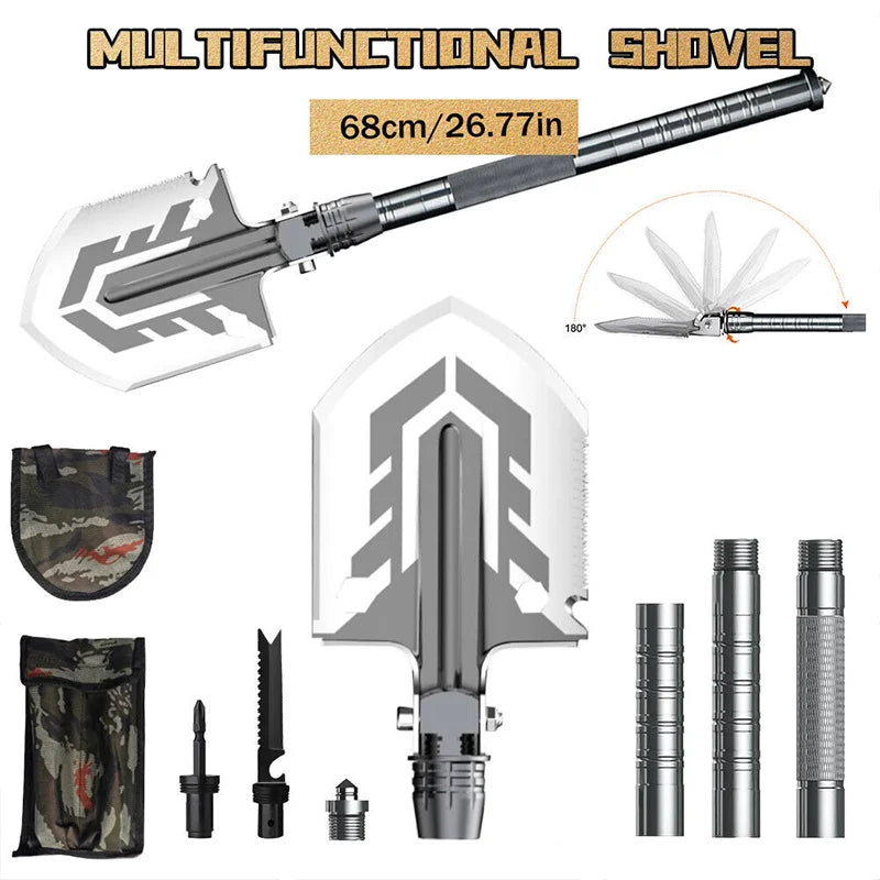 Folding Shovel Camping Multifunction Stainless Steel Survival Tool - The Great Earth Store