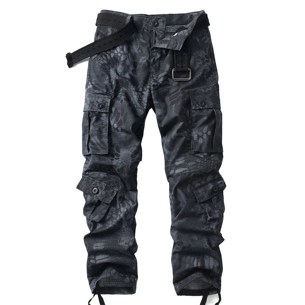 AKARMY Camo Multi Flap Pockets Men's Cargo Pants No Belt - The Great Earth Store