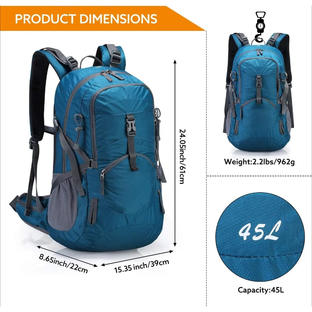 Outdoor Bags 45L Hiking Travel Backpack Waterproof with Rain Cover - The Great Earth Store