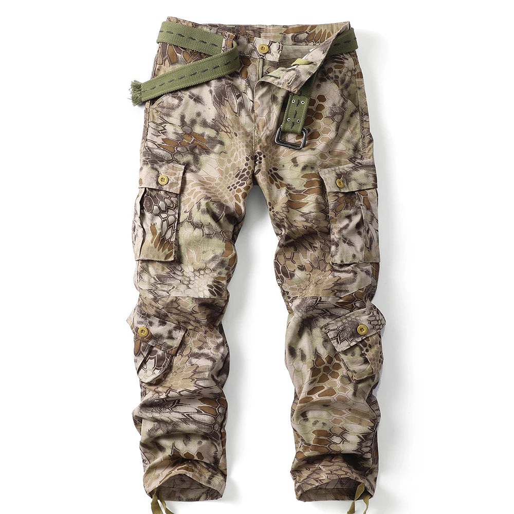 AKARMY Men's Wild Cargo Pants Camo Cotton Hiking Pants 8 Pockets - The Great Earth Store