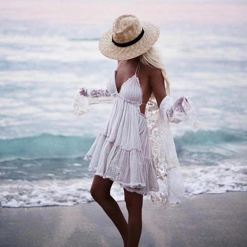 Summer Halter Boho Dress 2025 VERGOODR Women Beach Gown - The Great Earth Store