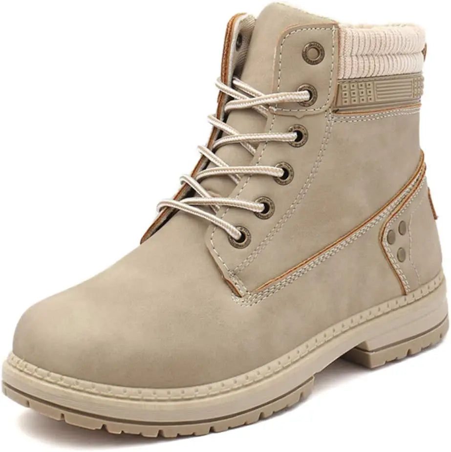 Women's Work Waterproof Hiking Combat Boots Lace Up Low Heel - The Great Earth Store