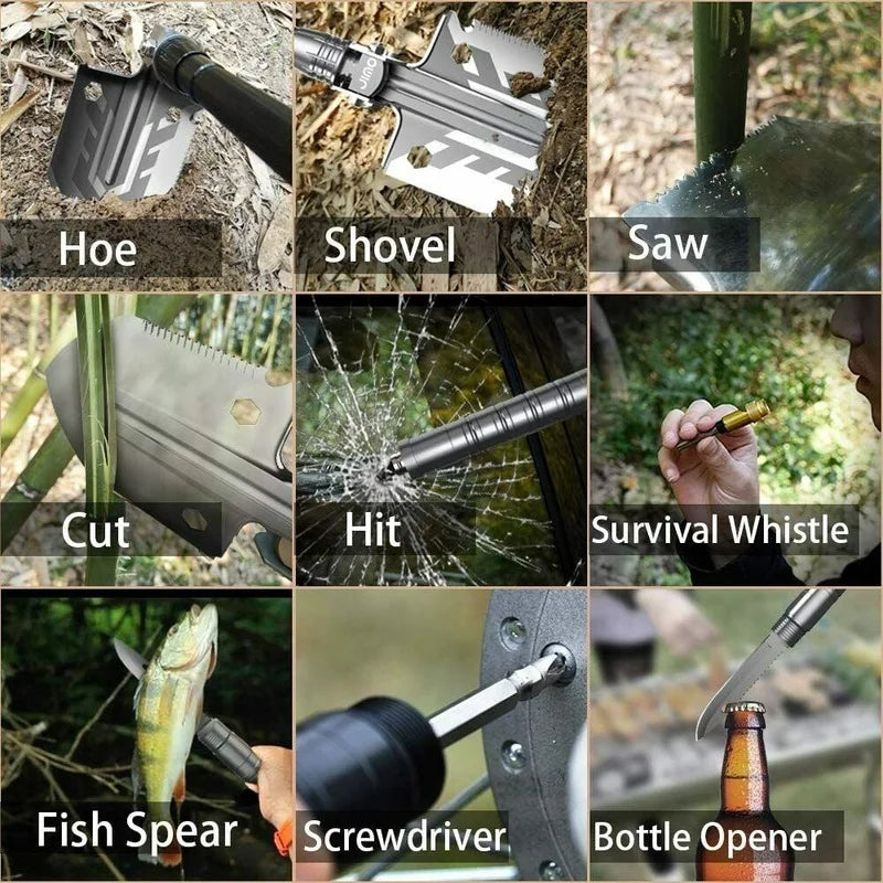 Folding Shovel Camping Multifunction Stainless Steel Survival Tool - The Great Earth Store