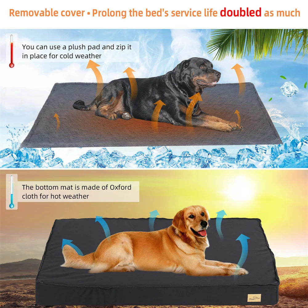 Large Orthopaedic Dog Bed Waterproof Cushion Pet Mattress 2 In 1 Crate Bed with Removable Washable Cover - The Great Earth Store