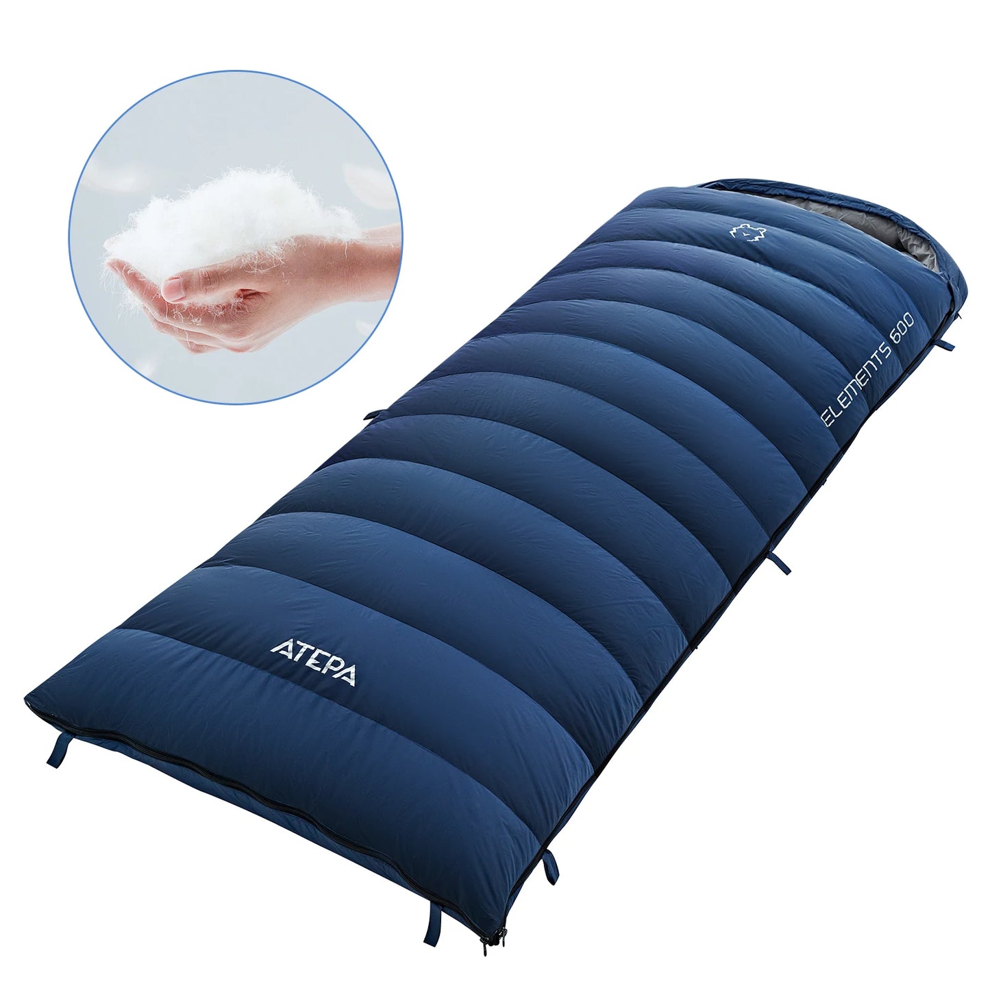 ATEP Single Envelope Hooded Down Sleeping Bag Warm Waterproof