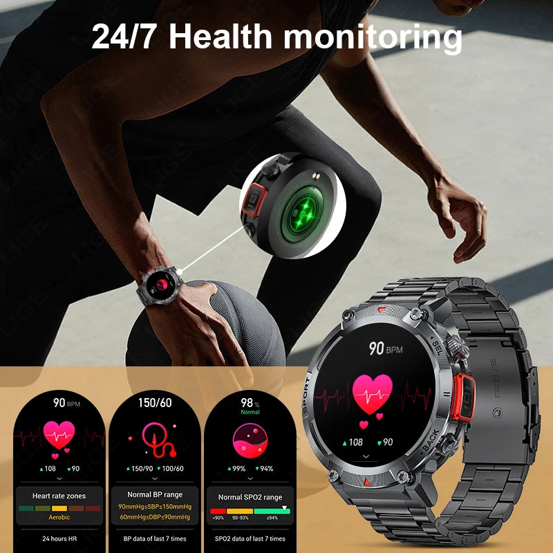 LIGE Smart Watch 3ATM Waterproof Original Design For Men - The Great Earth Store