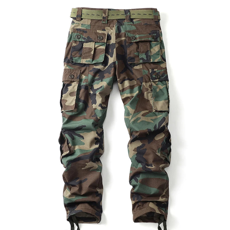 AKARMY Camo Multi Flap Pockets Men's Cargo Pants No Belt - The Great Earth Store