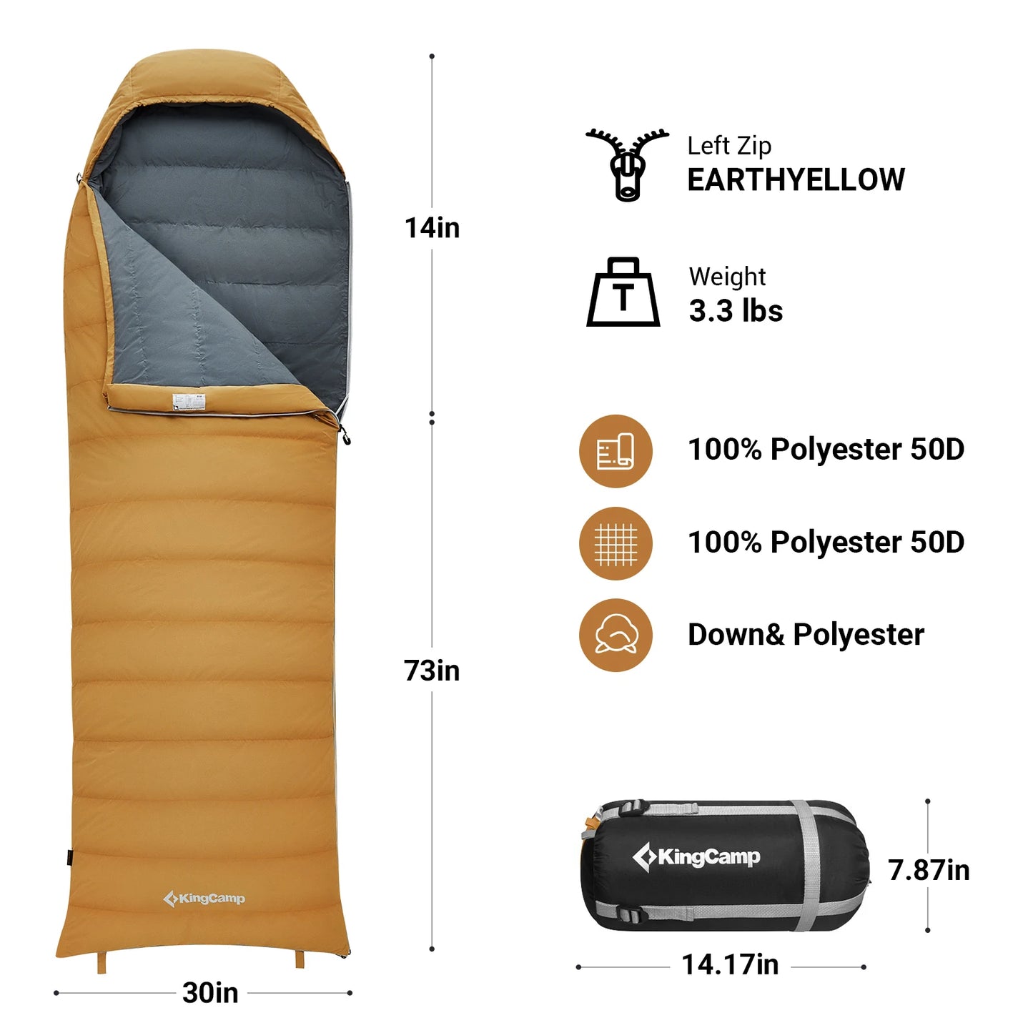 KingCamp Envelope Sleeping Bag Lightweight Camping Essentials - The Great Earth Store