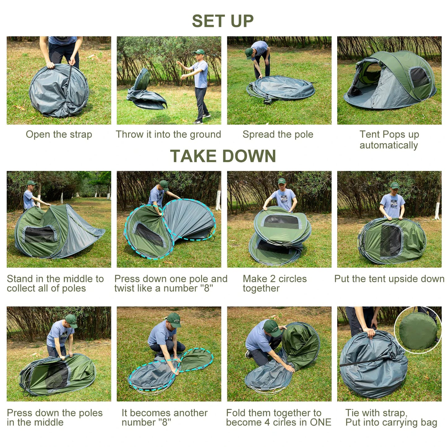 3-4 People Outdoor Throw Open Tent Automatic Pop Up Tents - The Great Earth Store