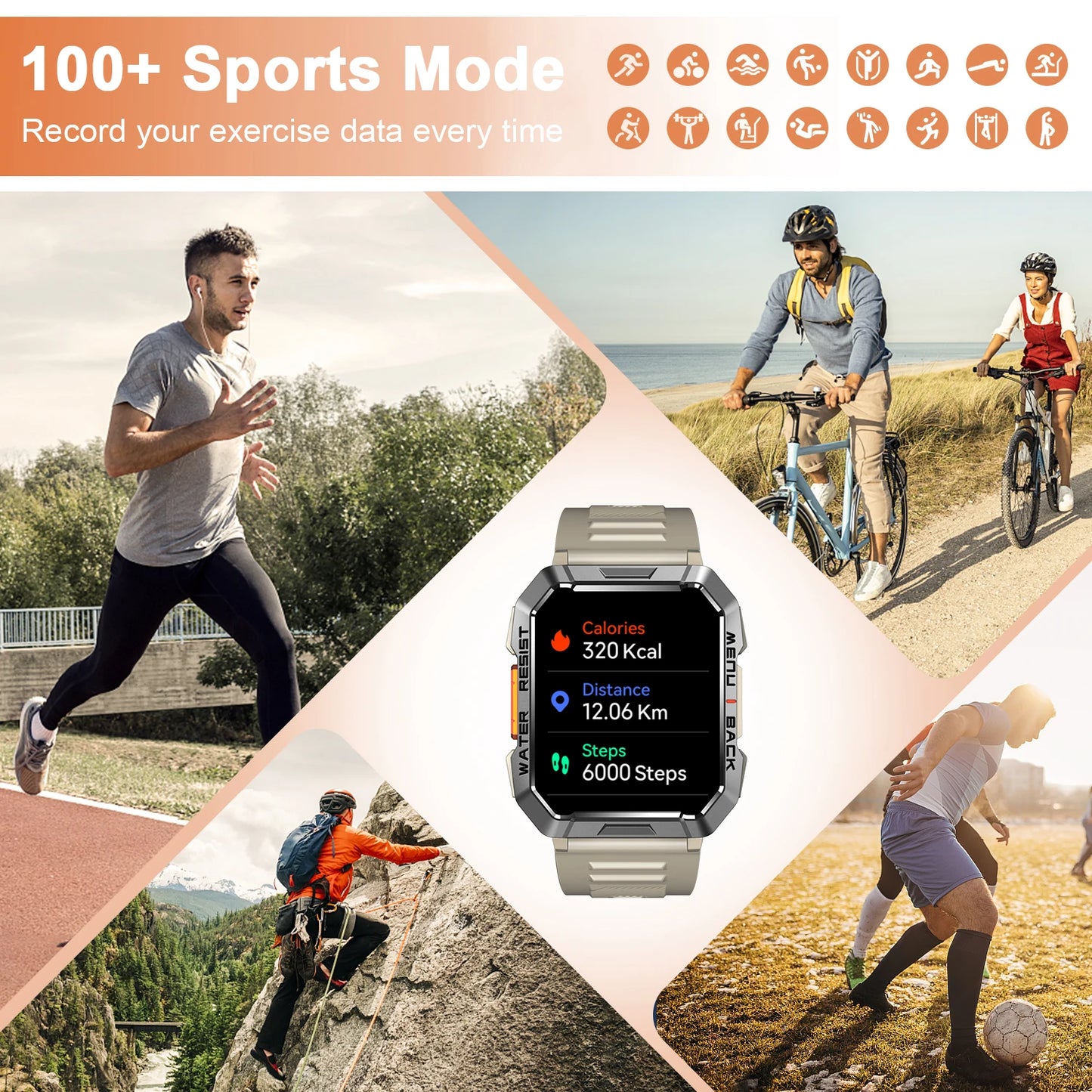 IOWODO Smart Watch for Men Women 2.01 Inch HD Touch Screen - The Great Earth Store