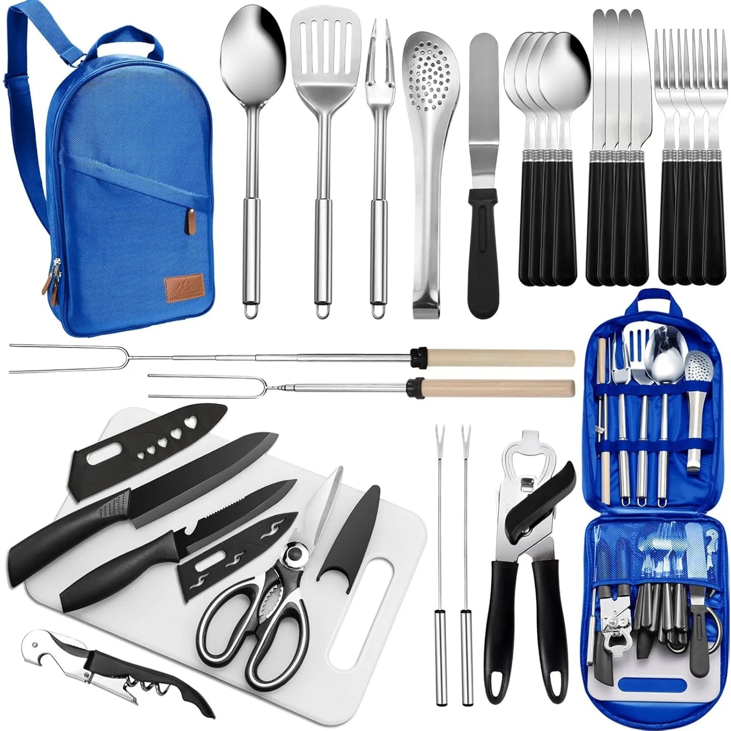 Portable Camping Kitchen Utensil Set - 27 Piece Cookware Kit - The Great Earth Store