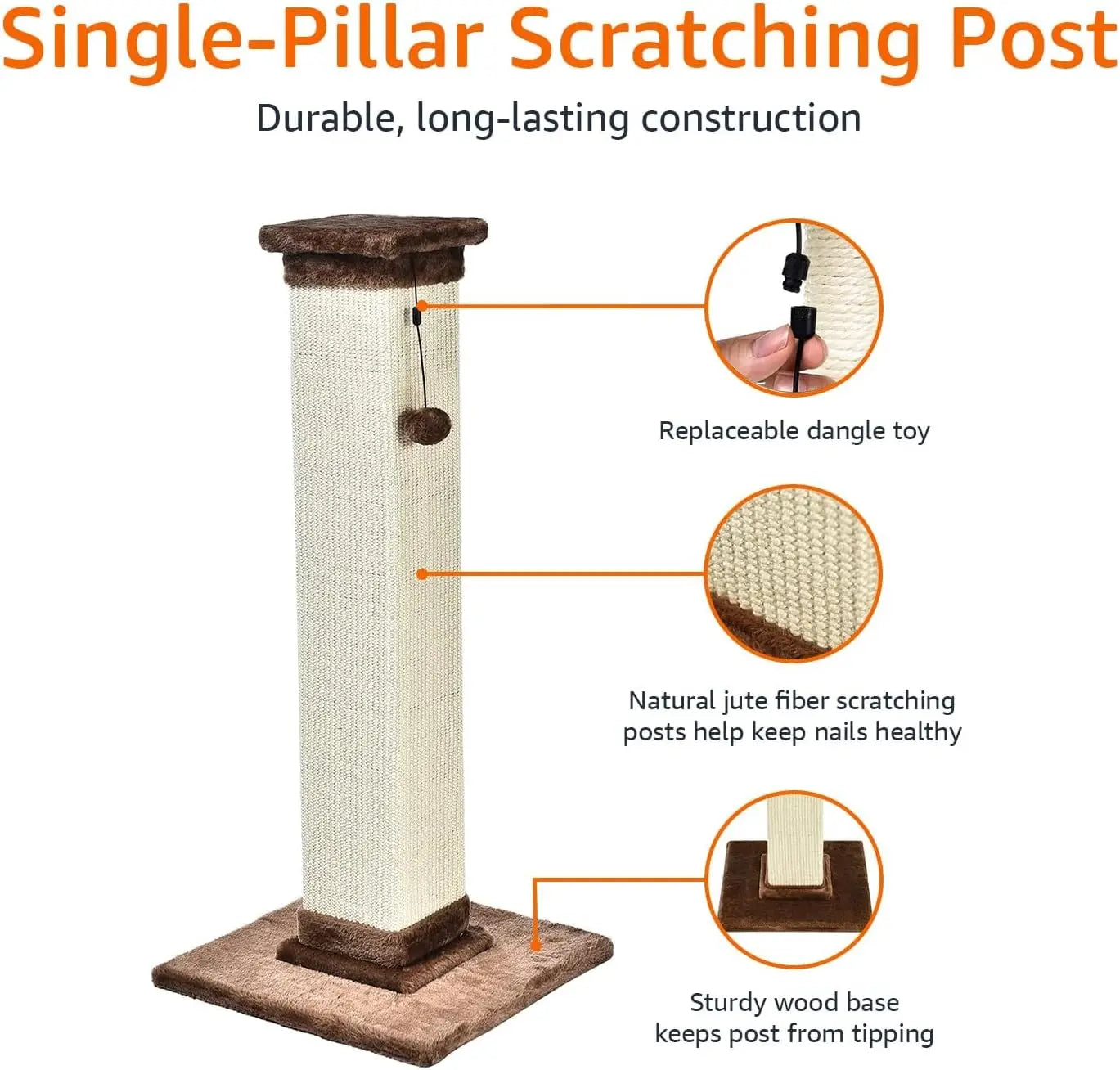 Indoor Tall Cat & Kittens Scratching Post Large Brown Carpet - The Great Earth Store
