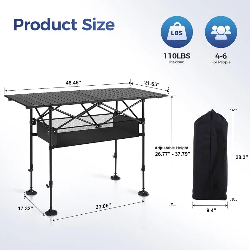 ALPHA CAMP Camping Table Outdoor Portable with Storage - The Great Earth Store