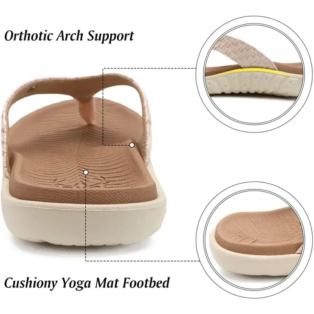 Womens Flip Flops Ladies Yoga Mat Comfortable Walking Thong Sandals With Plantar Fasciitis Arch Support - The Great Earth Store