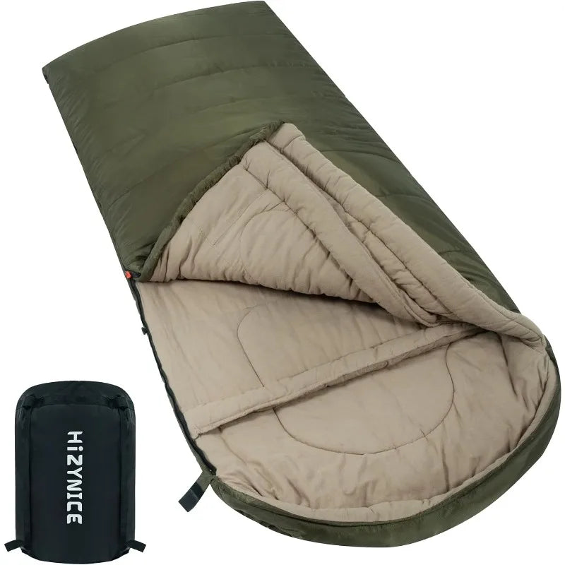 0 Degree Sleeping Bag 100% Cotton Flannel XXL for Adults