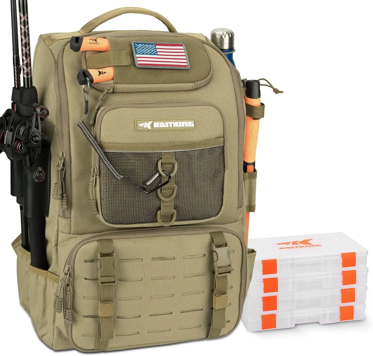 Fishing Tackle Backpack with Rod Holders 40L Storage Bag