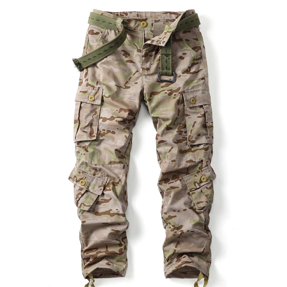AKARMY Men's Wild Cargo Pants Camo Cotton Hiking Pants 8 Pockets - The Great Earth Store