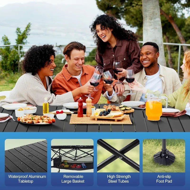 ALPHA CAMP Camping Table Outdoor Portable with Storage - The Great Earth Store