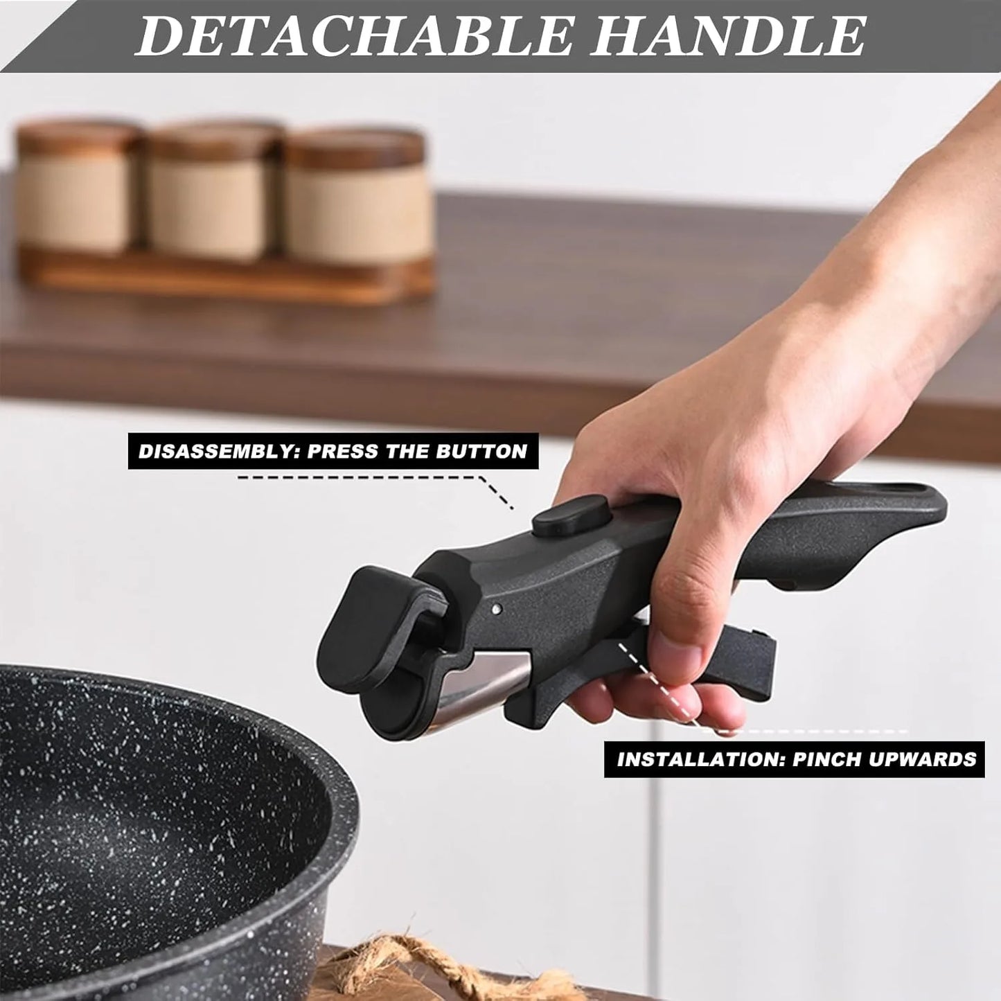 Pots and Pans Set Nonstick Detachable Handle Cookware - The Great Earth Store