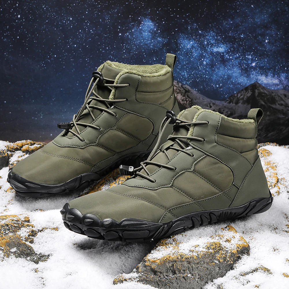 Women Men Plush Hiking Boots Lightweight Winter Fur Lined Snow Boot Non-Slip Outdoor Shoes - The Great Earth Store