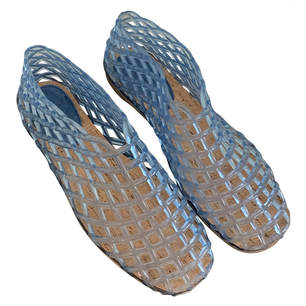 Women Jelly Flats Breathable Lightweight Square Toe Beach Shoes - The Great Earth Store