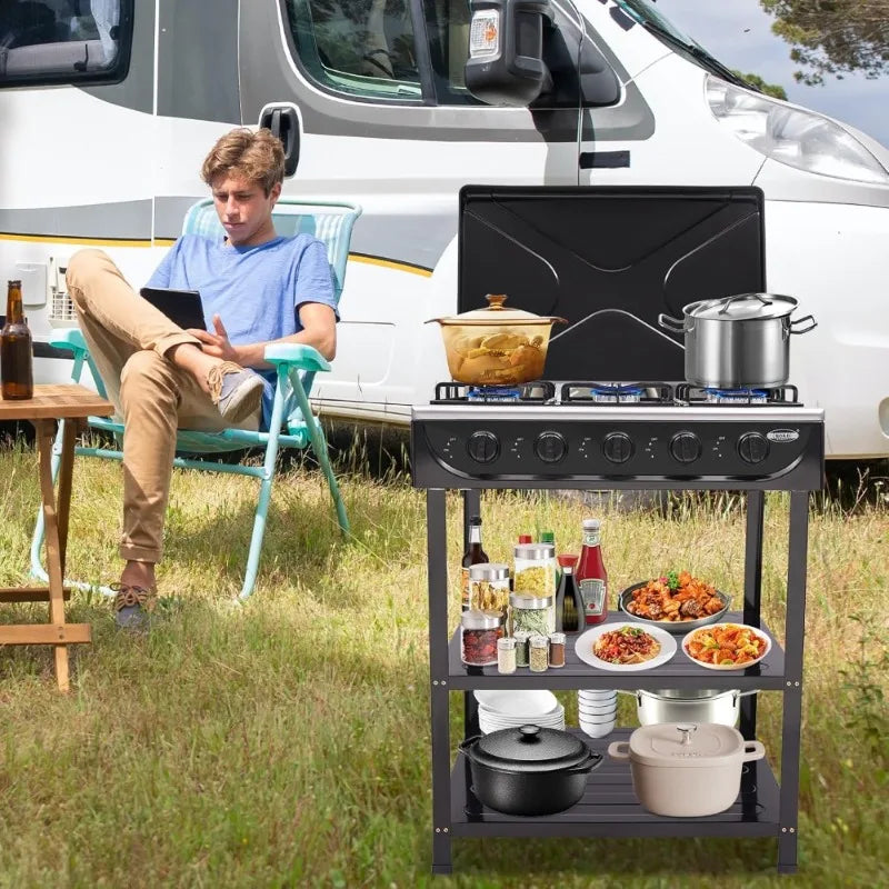 Natural Gas Stove Outdoor 5-Burner Portable Camping Stove - The Great Earth Store