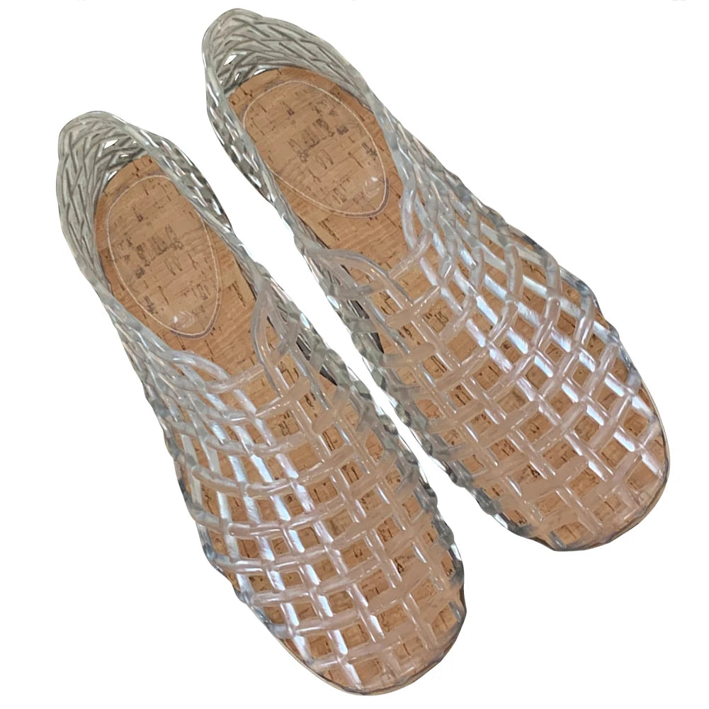 Women Jelly Flats Breathable Lightweight Square Toe Beach Shoes - The Great Earth Store