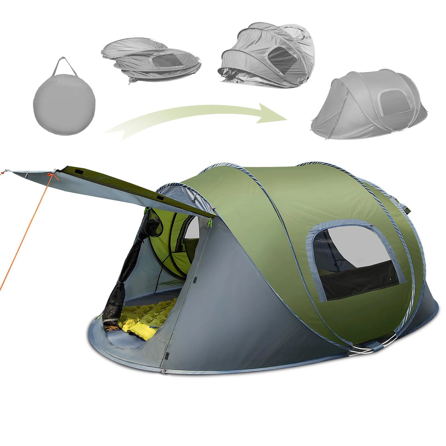 3-4 People Outdoor Throw Open Tent Automatic Pop Up Tents - The Great Earth Store