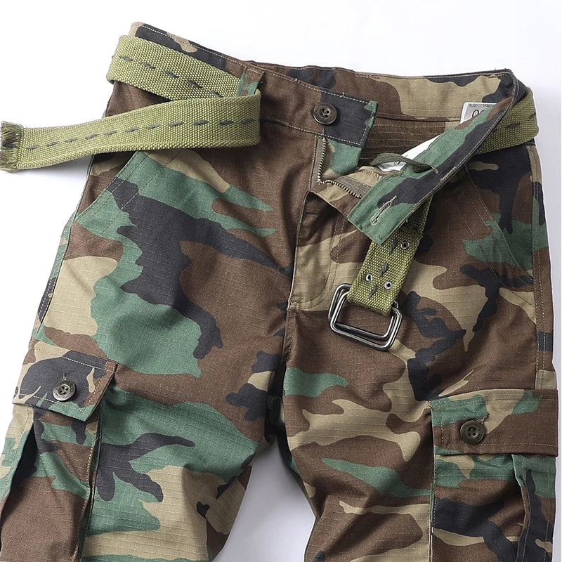 AKARMY Camo Multi Flap Pockets Men's Cargo Pants No Belt - The Great Earth Store