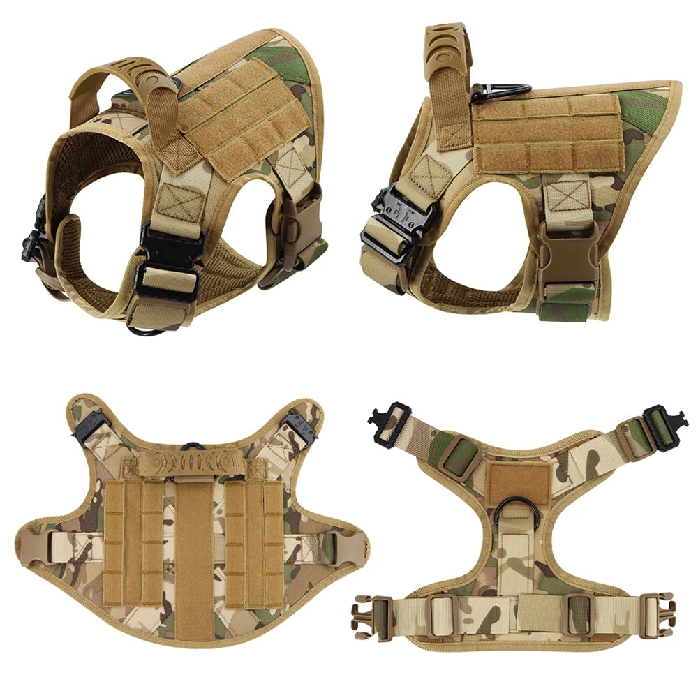 Military Large Dog Harness Collar Leash Bags Patches Set - The Great Earth Store
