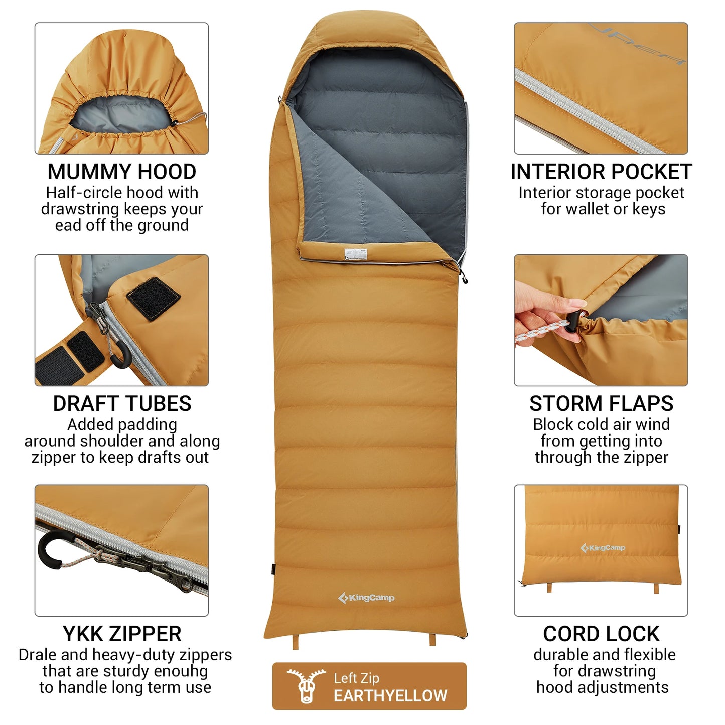 KingCamp Envelope Sleeping Bag Lightweight Camping Essentials - The Great Earth Store
