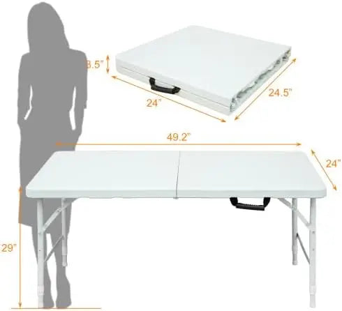 Folding Table 4 Foot Portable Plastic Adjustable Height - The Great Earth Store