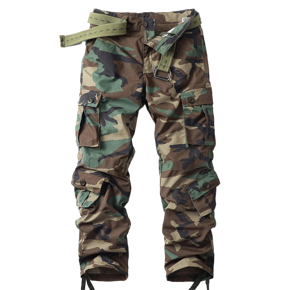 AKARMY Men's Wild Cargo Pants Camo Cotton Hiking Pants 8 Pockets - The Great Earth Store