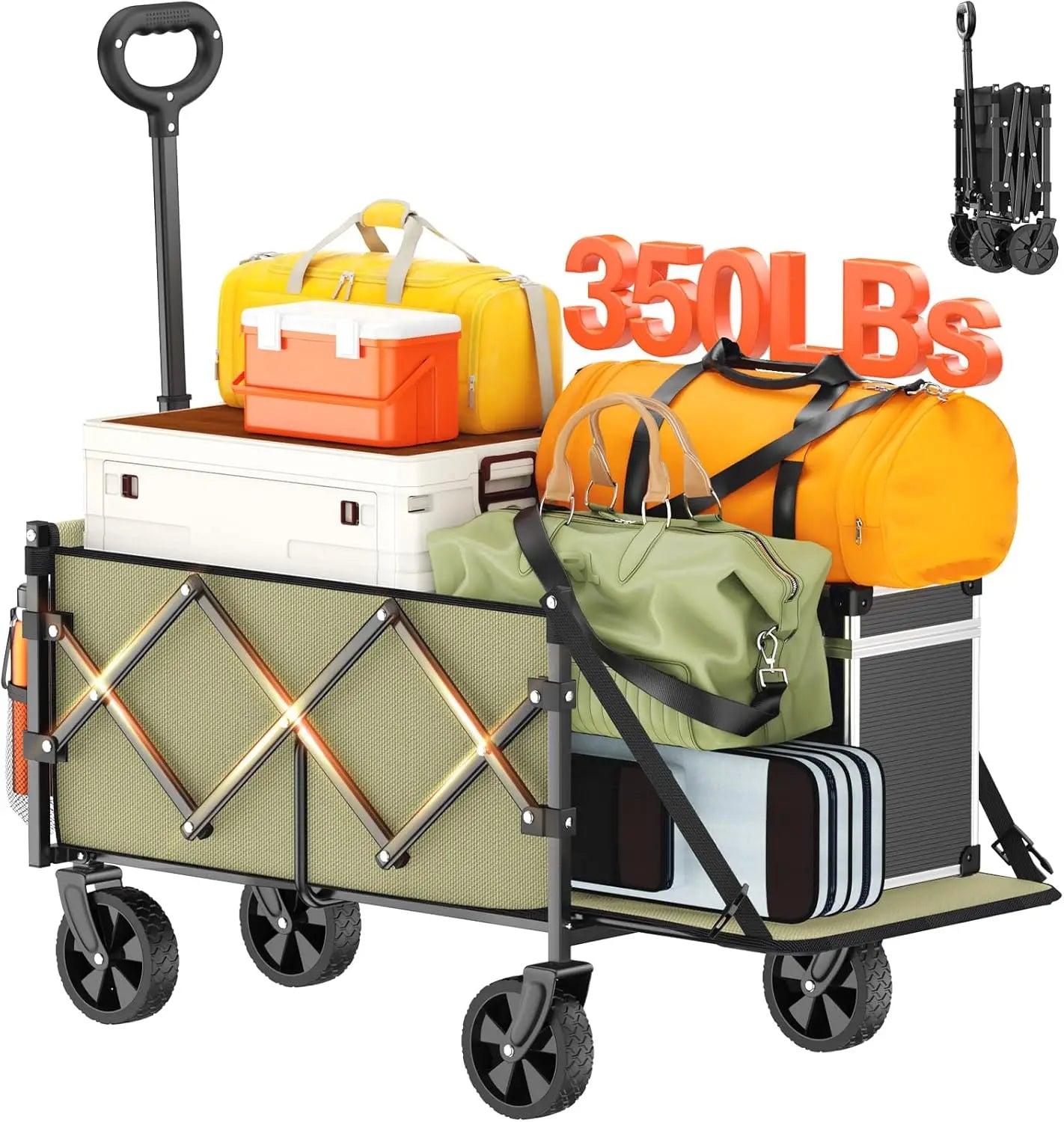 Foldable Wagon with Extended Tailgate - Heavy Duty Utility Cart - The Great Earth Store