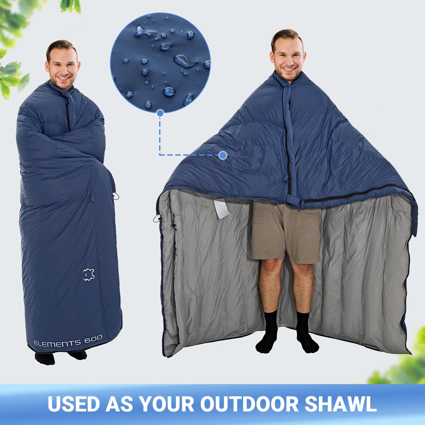 ATEP Single Envelope Hooded Down Sleeping Bag Warm Waterproof