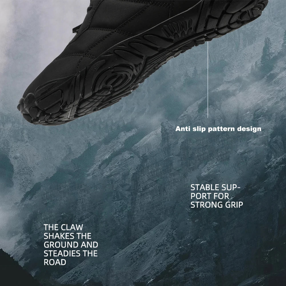 Women Men Plush Hiking Boots Lightweight Winter Fur Lined Snow Boot Non-Slip Outdoor Shoes - The Great Earth Store