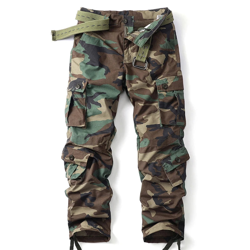 AKARMY Camo Multi Flap Pockets Men's Cargo Pants No Belt - The Great Earth Store