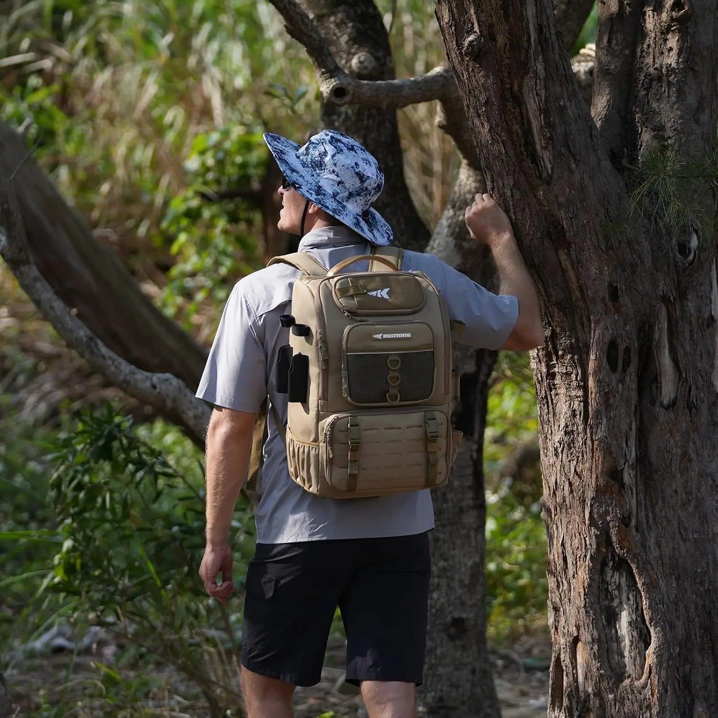 Fishing Tackle Backpack with Rod Holders 40L Storage Bag