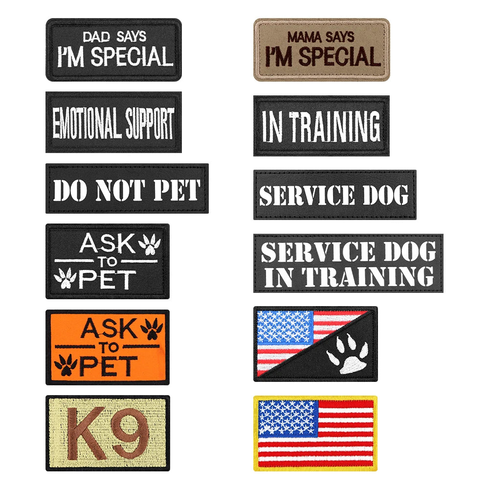 Dog Harness Leash Collar Patches Set for Military Dogs