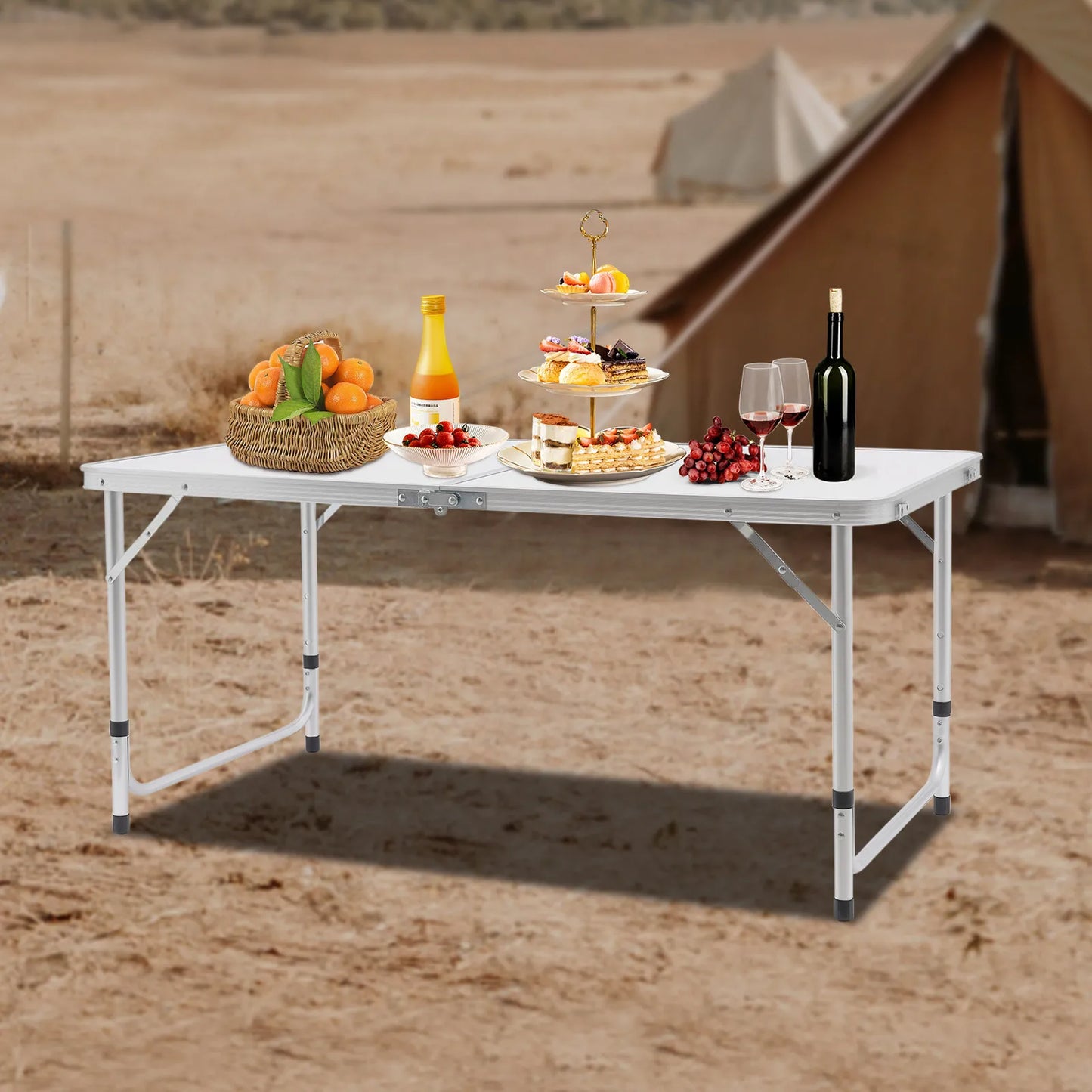 Portable Folding Table - Lightweight Camping Table - Adjustable Height - The Great Earth Store