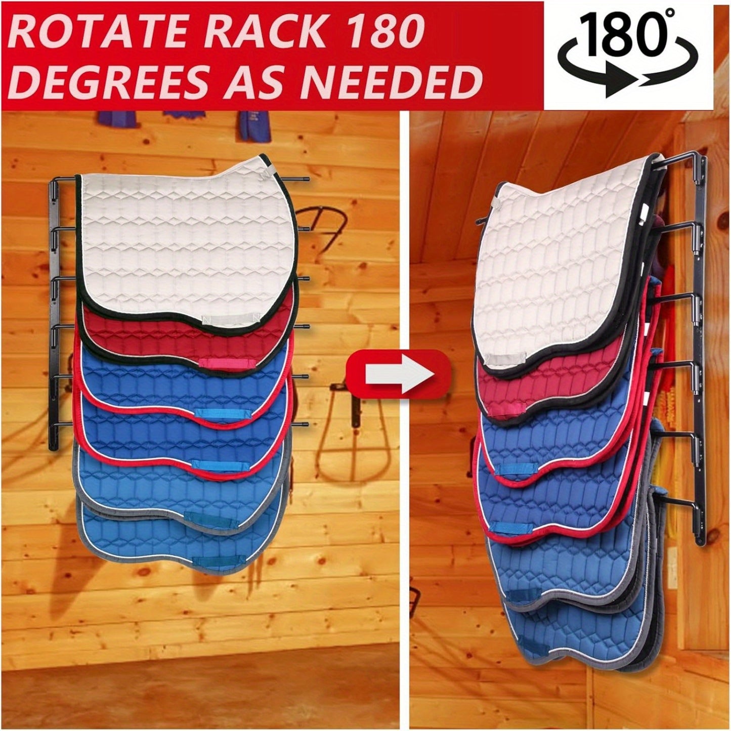 Saddle Pad Rack-Horse Blanket Holder Extra-Long Wall Mount - The Great Earth Store