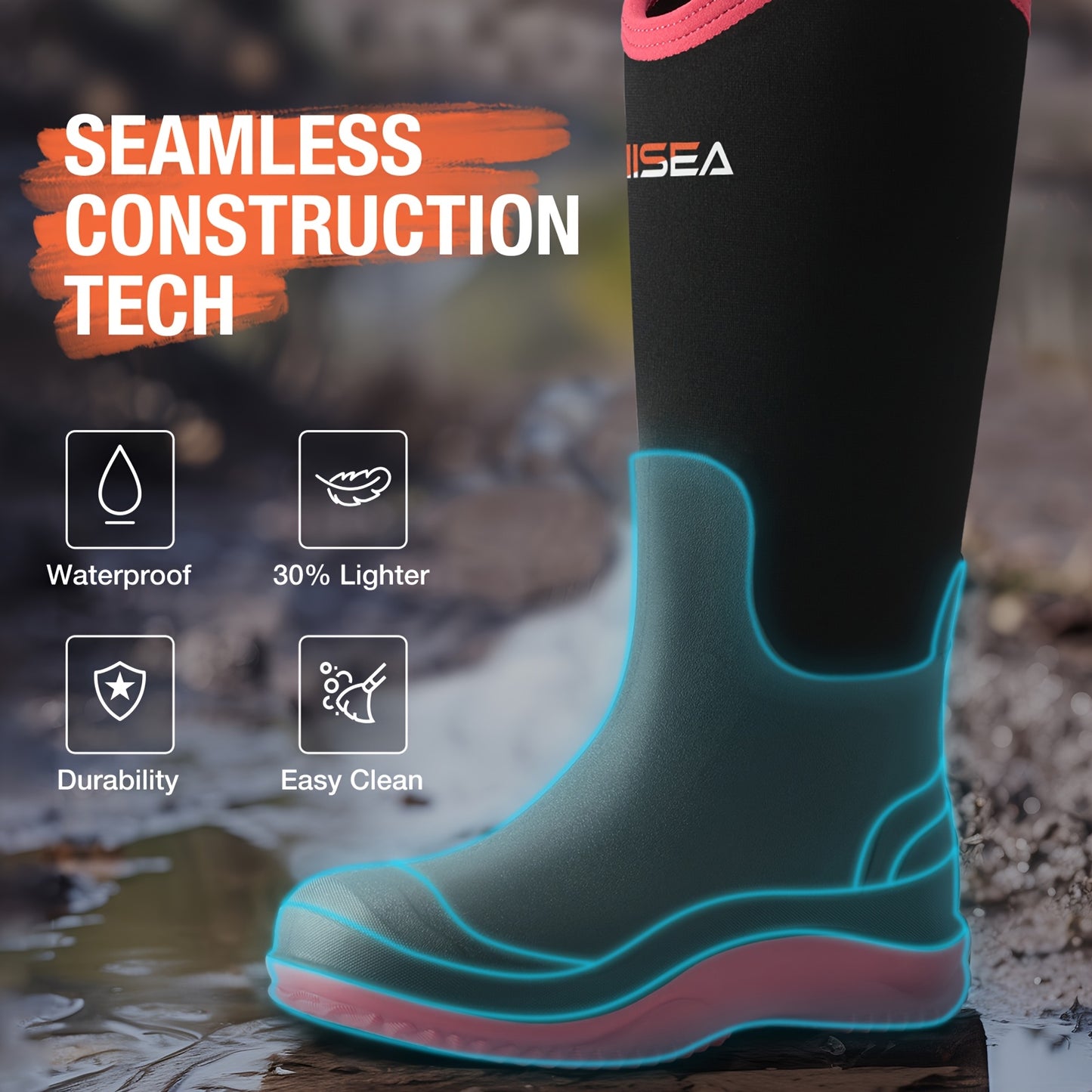 HISEA Women's Tall Waterproof Rain Boots Comfortable Neoprene - The Great Earth Store