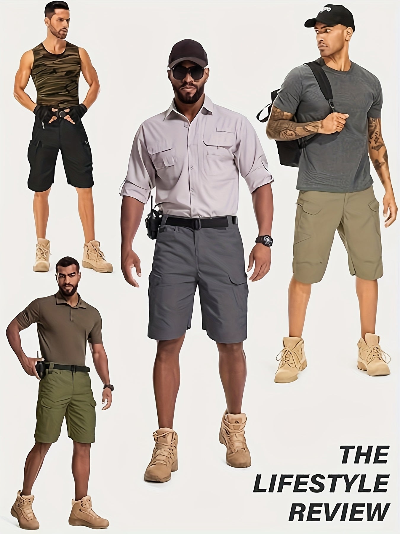4pcs Men's Work Shorts - Lightweight Tactical Multi-pocket Design - The Great Earth Store