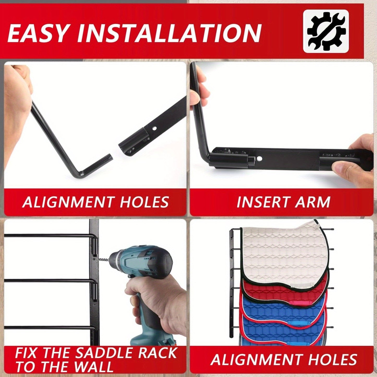 Saddle Pad Rack-Horse Blanket Holder Extra-Long Wall Mount - The Great Earth Store