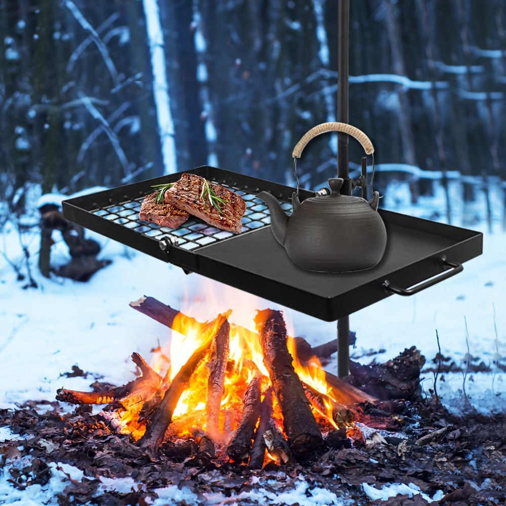 Campfire Grill Grate Heavy Duty Fire Pit Grill with Steel Grate for Camping and Outdoor Barbecue