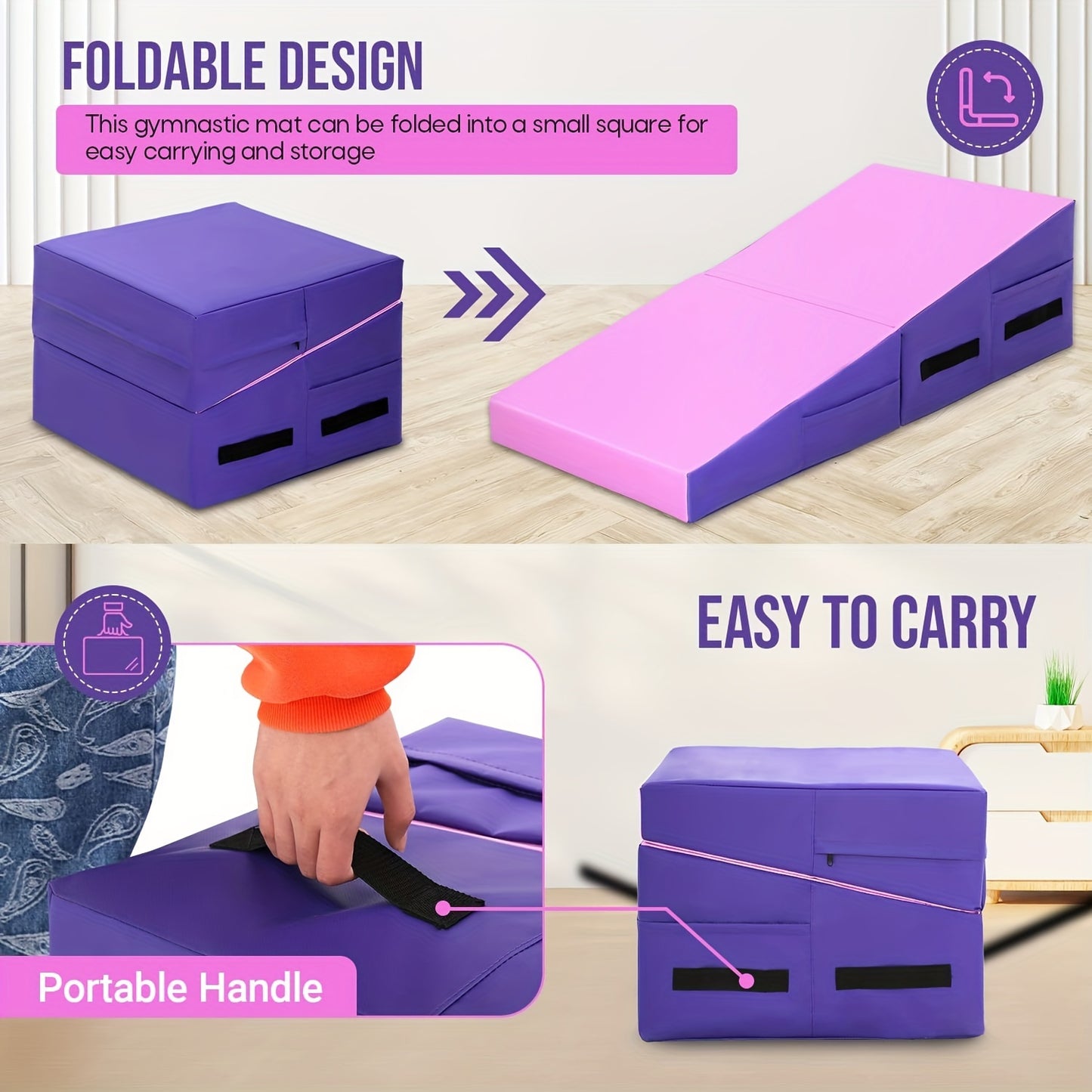 Folding Exercise Mat - Incline Tumbling Mats for Home Gym - The Great Earth Store