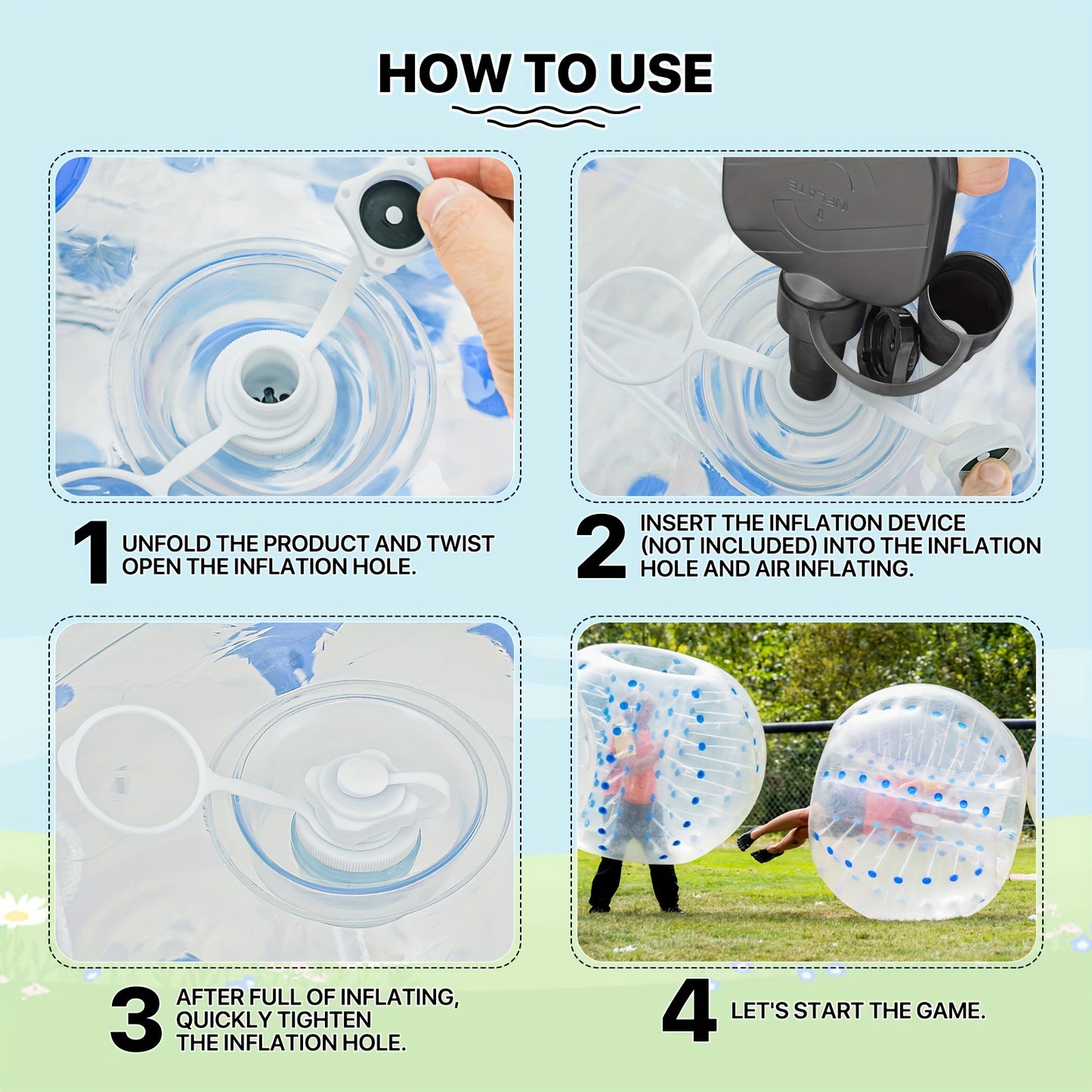 Inflatable Bumper Ball 5ft Bumper Bubble Ball Inflatable Body Zorb Ball for Adults Human Soccer Game Outdoor Activities - The Great Earth Store
