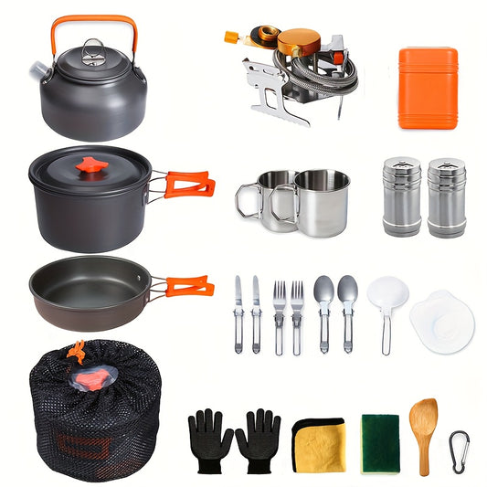Camping Cookware Kit Portable Cooking Set With Pot And Stove - The Great Earth Store