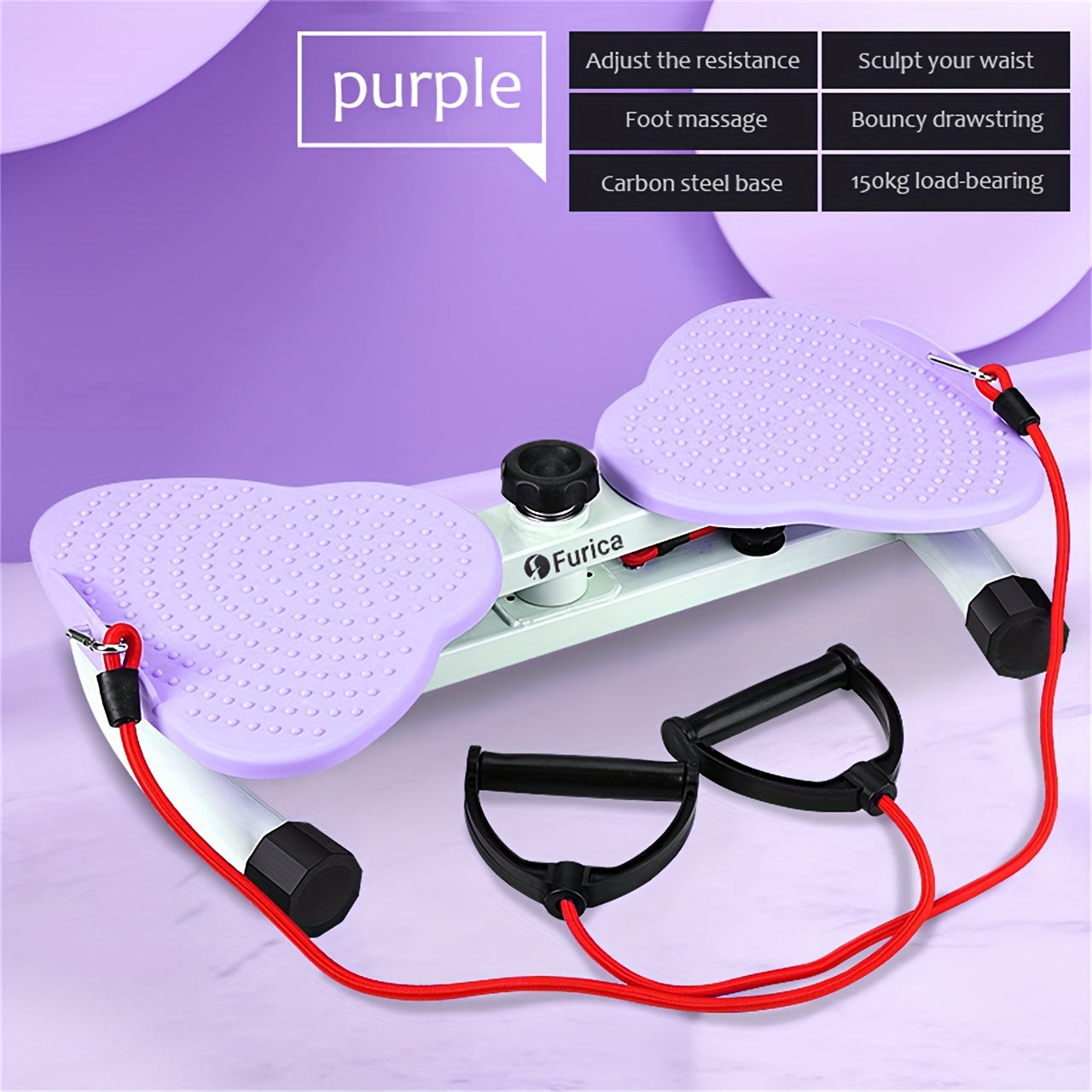 Exercise Twist Plate Waist Trainer with Resistance Belt, Pink and Purple, 20.87 Inches, Valentine's Day Gift - The Great Earth Store